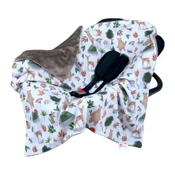 Dětská deka Oboustranná deka do kočárku minky 80x80 cm - les