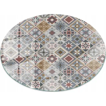 Konferenční stolek Skleněná Ozdobná Kulatý Deska Stolu Mozaika s dekoracemi průměr 60 cm