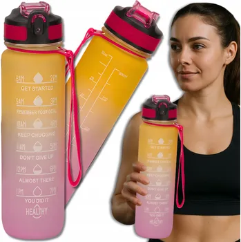 Láhev TRESSARI Motivační láhev, nepropustná lahev na pití s držadlem, 1l na vodu, BPA FREE