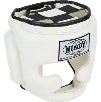 Chránič hlavy na box a bojový sport Boxerská helma windy z pravé kůže XL BÍLÁ