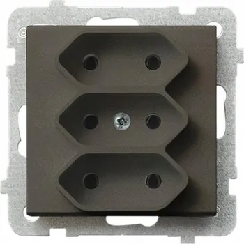Elektrická zásuvka Ospel Sonata čokoládová - trojitá zásuvka GP-3R/m/40
