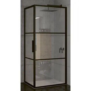 Riho Grid sprchový kout 100x80 cm obdélníkový černá matný/vzorované sklo G004013121