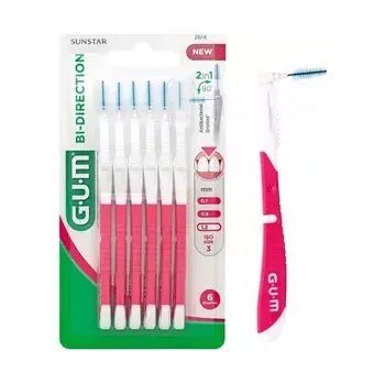 Zubní kartáček GUM Bi-Direction 1,2 mezizub. kartáčky 6ks - růžové