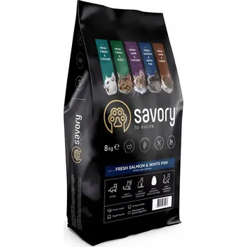 Krmivo pro kočku Savory Premium suché krmivo pro kočky adult losos a bílá ryba 8 kg