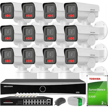 IP kamera MONITOROVACÍ SYSTÉM HIKVISION: 12 IP KAMER 4MPX Smart Hybrid Light Venkovní, HDD 2TB