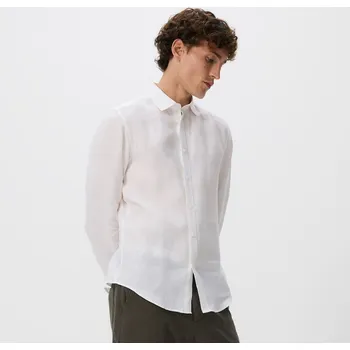 Pánská košile Reserved - Lněná košile regular fit - bílá - 8005H-00X - 8005H-00X-S