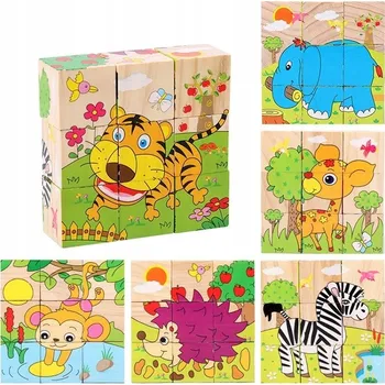 Dřevěná hračka EDUKAČNÍ DŘEVĚNÉ STAVEBNICE SKLÁDAČKA ZVÍŘÁTKA