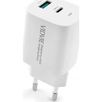 VIDVIE RYCHLÁ SÍŤOVÁ NABÍJEČKA 1XUSB + 1XTYPE C PD 20W