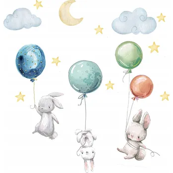 Samolepící dekorace NÁLEPKY NA ZEĎ NÁLEPKY NA ZEĎ DO DĚTSKÉHO POKOJE BAREVNÉ SAMOLEPICÍ KRÁLÍČEK