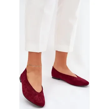 Dámské baleríny Boto Klasické Baletky Z Eko Semiše Bordové Osallin Boto tmavě červená 3277913