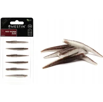 Umělá nástraha WESTIN NED WORM SLIM GUMOVÉ NÁVLEKY 5,5 CM 1,5G PLOVOUCÍ ZÁŘIVÉ AKO 6 KS