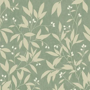 Tapeta Dekorativní tapeta LISTY ZELENÁ ŠALVĚJOVÁ BARVA MATCHA