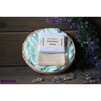 Mýdlo Dárková sada - kulatý tácek s mýdlem a bio sítkou na mýdlo