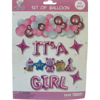 Balónek Sada balónků na BABY SHOWER pro holčičku It's a girl DEKORACE