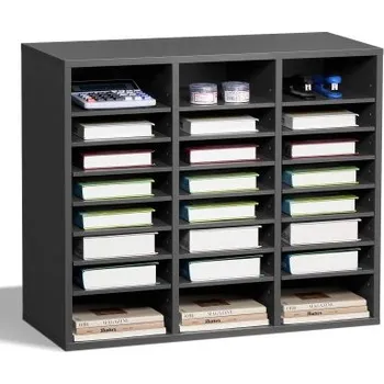 Poštovní schránka VEVOR organizér na literaturu, 24 přihrádek, kancelářská poštovní schránka s nastavitelnými policemi, dřevěný organizér na poštovní schránky, dřevovláknitá deska střední hustoty, kancelářský úložný prostor pro domácí učebnu, úložný prostor pro spisy…