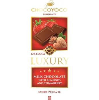 Čokoláda LUXURY Mléčná čokoláda s mandlemi a jahodami 175g