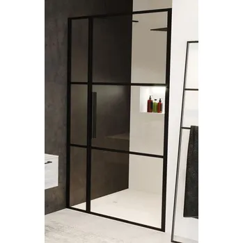 Sprchové dveře Riho Grid sprchové dveře 130 cm sklopné černá matný/vzorované sklo G004006121