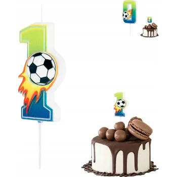 Dortová svíčka Fotbalový na dort svíčka Číslice 1 fotbalový narozeninový dort