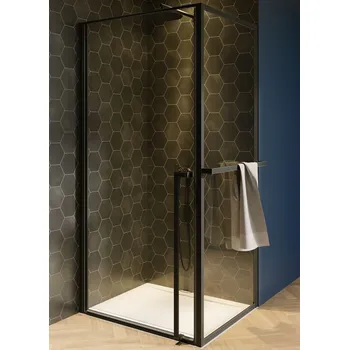 Riho Lucid sprchový kout 100x90 cm obdélníkový černá matný/průhledné sklo G005014121