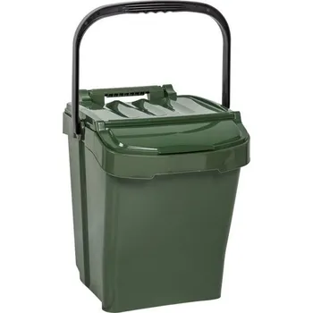 Skladový kontejner Nádoba na odpad s madlem a sklopným víkem 40 L, ZELENÁ