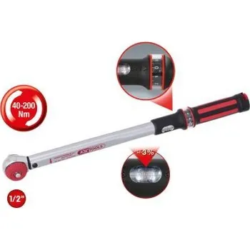 Nářadí pro automobil Momentový klíc 1/2" ERGOTORQUE®precision, 40–200 Nm, s rehtackovou hlavou s prepínáním otocným koleckem Quick-Lock