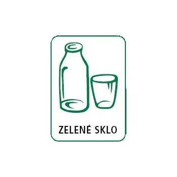 Nálepka na separovaný odpad s nápisem ZELENÉ SKLO, Fólie 12 x 16 cm
