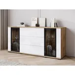 Široká komoda Hedvis SB 150 2D3S, Barva: wotan / bílý lesk, Osvětlení: bez osvětlení MIRJAN 5903211421105