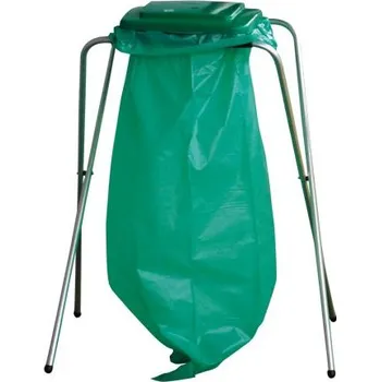 Odpadkový koš Skládací stojan na pytle se zeleným víkem - objem 120 l