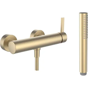 Vodovodní baterie Kartell LAUFEN - sprchová nástěnná páková baterie, průtok 9,5 l/min - měřeno u ruční sprchy, včetně syntetické sprchové hadice 1800 mm a ruční sprchy Twinstick, PVD světle zlatá matná, H3313370831411