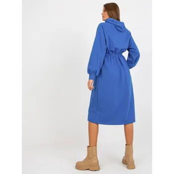 Dámské šaty Modré teplákové midi šaty s knoflíky RV-