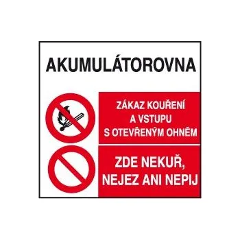 Akumulátorovna - Zákaz kouření a vstupu s otevřeným ohněm, Plast 30 x 30 cm
