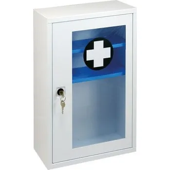 Lékárnička Nástěnná kovová lékárnička s transparentními dvířky bez náplně