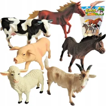 Figurka Hospodářská zvířata VELKÁ gumové figurky! Kůň Kráva Ovce Osel
