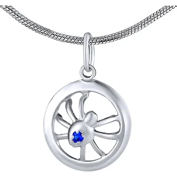 Šperk Stříbrný přívěsek - pavouk s modrým kamínkem