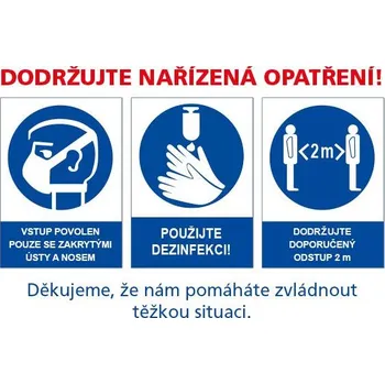Nálepka - noste roušky, použijte dezinfekci, dodržujte odstup, Fólie A3