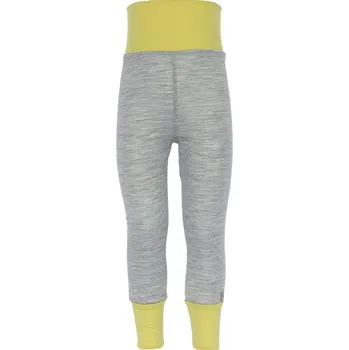 Crawler Merino legíny vysoký pas s manžetou tenké dětské Šedé se žlutými lemy Velikost: 74-80/86