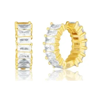 Náušnice Stříbrné zlacené náušnice kruhy s čirými zirkony 15 mm SVLE3087XH2GO00