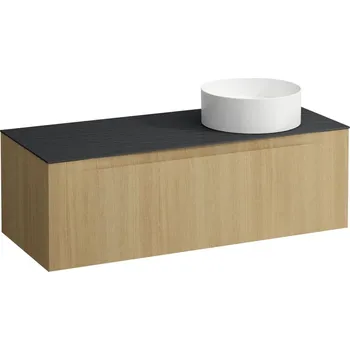 Koupelnový nábytek LAUFEN ARUN - zásuvkový element 1200, s jednou zásuvkou, s výřezem vpravo, s vrchní deskou Ardesia Nera, H4151231512501