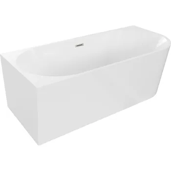 Vana MEXEN/S - Mia volně stojící rohová vana levá 180 x 80, bílá, sifon a přepad nikl kartáčovaná 52691808000L-97