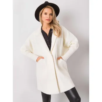 Dámský kabát Ecru kabát z alpaky fluffy MBM-