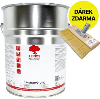 Olej na dřevo LEINOS naturfarben LEINOS 236.002 Terasový olej bezbarvý 10 L + zdarma dárek v hodnotě 349 Kč -Štětec (kartáč) na podlahu šíře 200 mm