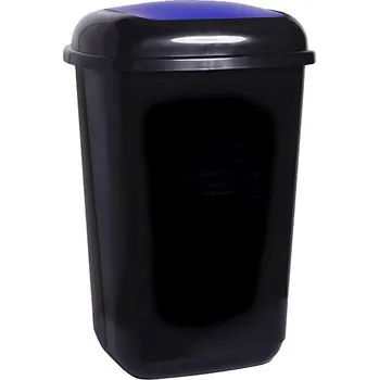 Odpadkový koš Plastový odpadkový koš QUATRO s modrým víkem, 28 litrů