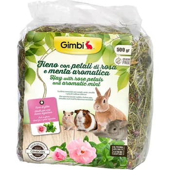 Krmivo pro hlodavce GIMBI krmné seno s růží 15l/500g