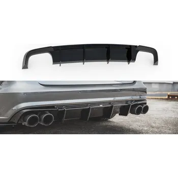 Tuning Maxton Design vložka zadního nárazníku pro Audi A6 C7 FL Facelift, černý lesklý plast ABS, S-Line