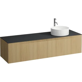 Koupelnový nábytek LAUFEN ARUN - zásuvkový element 1600, se 2 zásuvkami, s výřezem vpravo, s vrchní deskou Ardesia Nera vč. otvoru pro baterii, H4151471512501