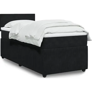 Postel vidaXL Box spring postel s matrací 80 x 200 cm samet [3289888] Barva: Černá