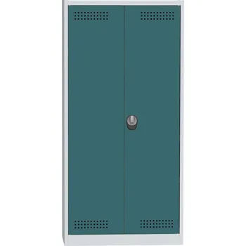 Skříňka na nářadí Skříň na chemikálie, plné dveře, 195 x 95 x 50 cm, modrošedá RAL 7031