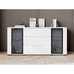 Široká komoda Hedvis SB 150 2D3S, Barva: bílá / bílý lesk, Osvětlení: bez osvětlení MIRJAN 5903211421099