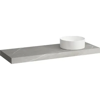 Nábytek LAUFEN ARUN - umyvadlová deska 1400, s výřezem vpravo, tloušťka 80 mm, včetně 3 nástěnných držáků, H4191331517701