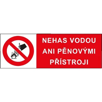 Nehas vodou ani pěnovými přístroji, Fólie 9 x 3,2 cm, aršík 18 ks